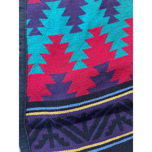 Vintage Navajo Tribal Throw Knit Blanket cotton Made In USA Reversible 62x48” - Picture 5 of 16